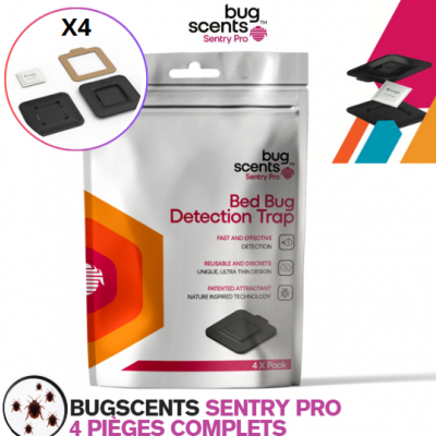BUGSCENTS SENTRY PRO DISPOSITIF DE DÉTECTION DES PUNAISES DE LIT (x4)