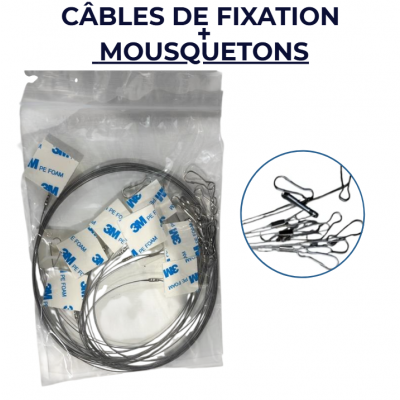 CÂBLES DE FIXATION AVEC CROCHETS / MOUSQUETONS (x10)