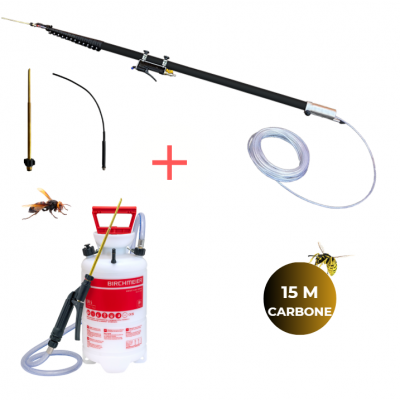 LANCE TÉLESCOPIQUE FIBRE DE CARBONE GUÊPES FRELONS 15M + DR5 BIRCHMEIER